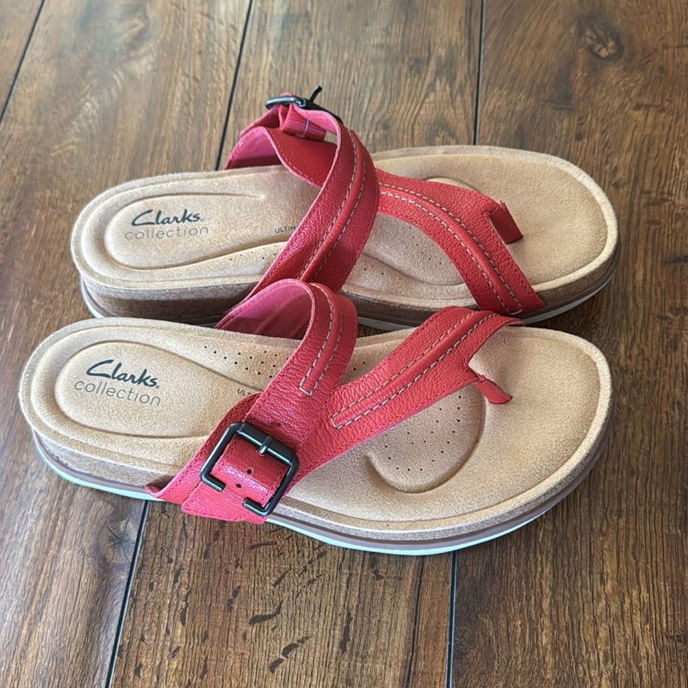 Clarks Pink Sandals with Buckle - Picture 2 of 5